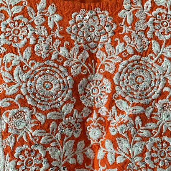 Orange Kurti with beautiful thread work - Picture 4 of 4